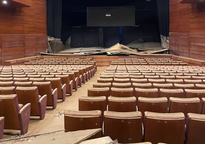 Teatre Auditori de Catarroja (TAC) afectado por la dana. Fotografía cedida por Gestió Cultural.